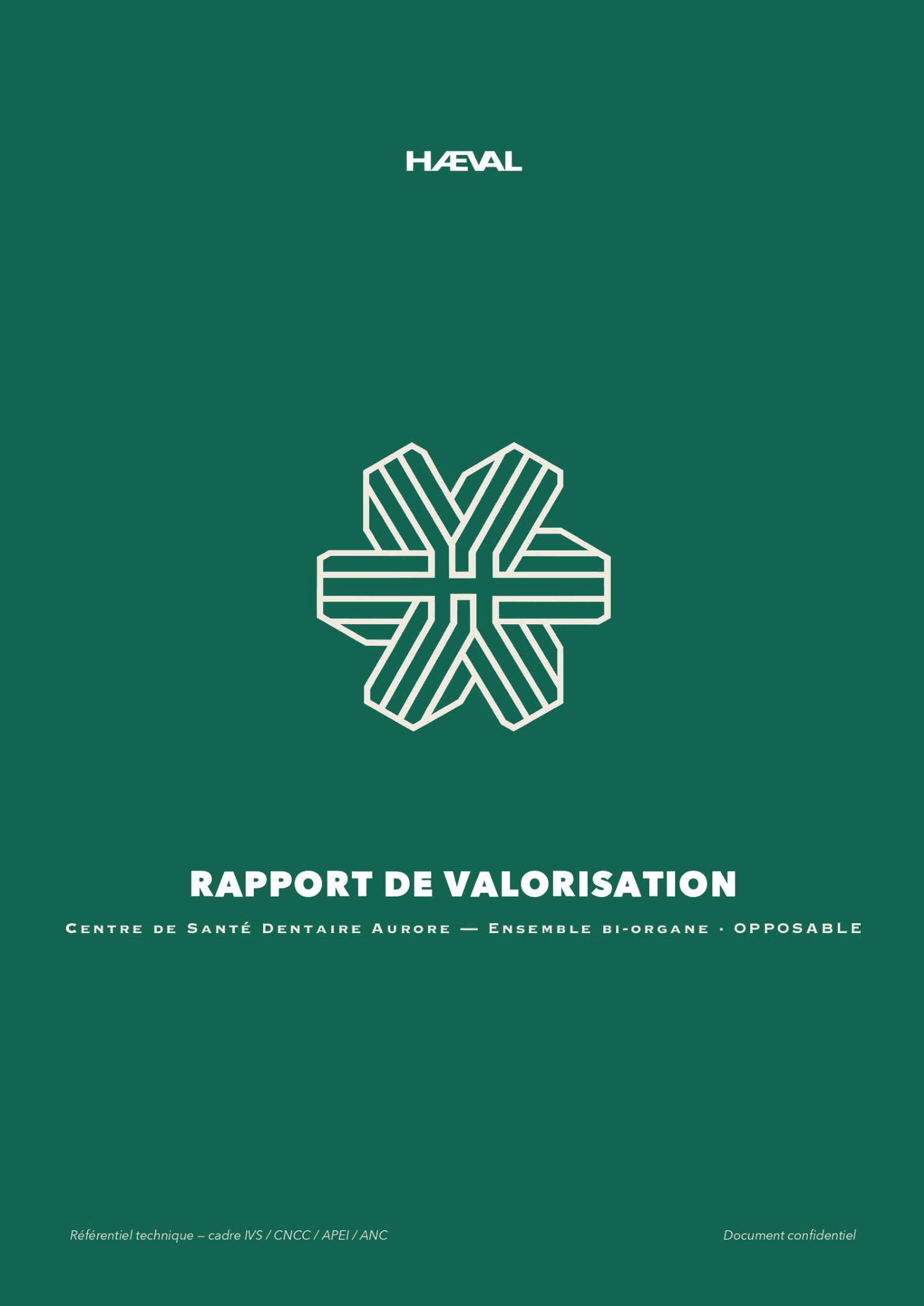 Couverture du rapport de valorisation — dossier de démonstration (cas fictif)